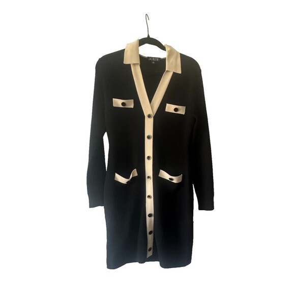 J Crew contrast black mini-sweater dress in supersculpt yarn size L Old Money - Picture 3 of 11